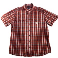 Carhartt Relaxed Fit Button Up Mens Shirt Long Sleeve Plaid Cotton 2XL Tall Work