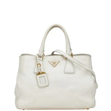 Prada Triangle Logo Plate Handbag/Shoulder Bag 2WAY BN2579 White L... GZl1bvhp