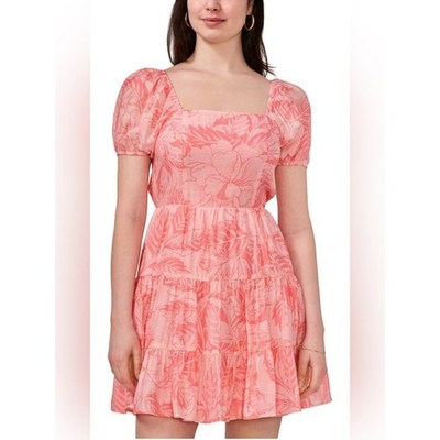 1.State Women's Floral Puff-Sleeve Fit & Flare Dress