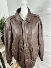 John Blair Bomber Aviator Leather Jacket Size XL RG Chest Size 48in In Brown