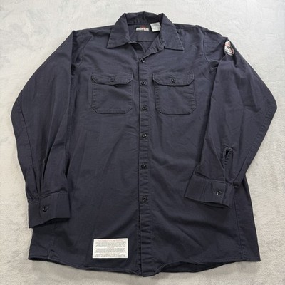 Bulwark FR Shirt Mens Medium Blue Plaid Flame Resistant Button Up Workwear