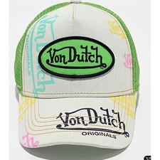 NEW Von Dutch Hat Light Denim Green Trucker Mesh SnapBack Cap Retro unisex Y2K