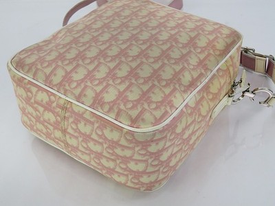 Auth CHRISTIAN DIOR Pink Trotter Canvas Shoulder Crossbody Bag