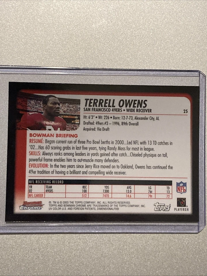 2003 Bowman Chrome Terrell  Owen’s  Refractors San Francisco 49ers # 25 - Image 2 of 4