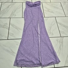 Windsor Cindy Purple Sequin Strapless Long Dress L Side Slit Formal Hoco Fairy
