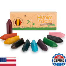 Honeysticks 10-Pack Triangular Beeswax Crayons - Food Grade, Non-Toxic