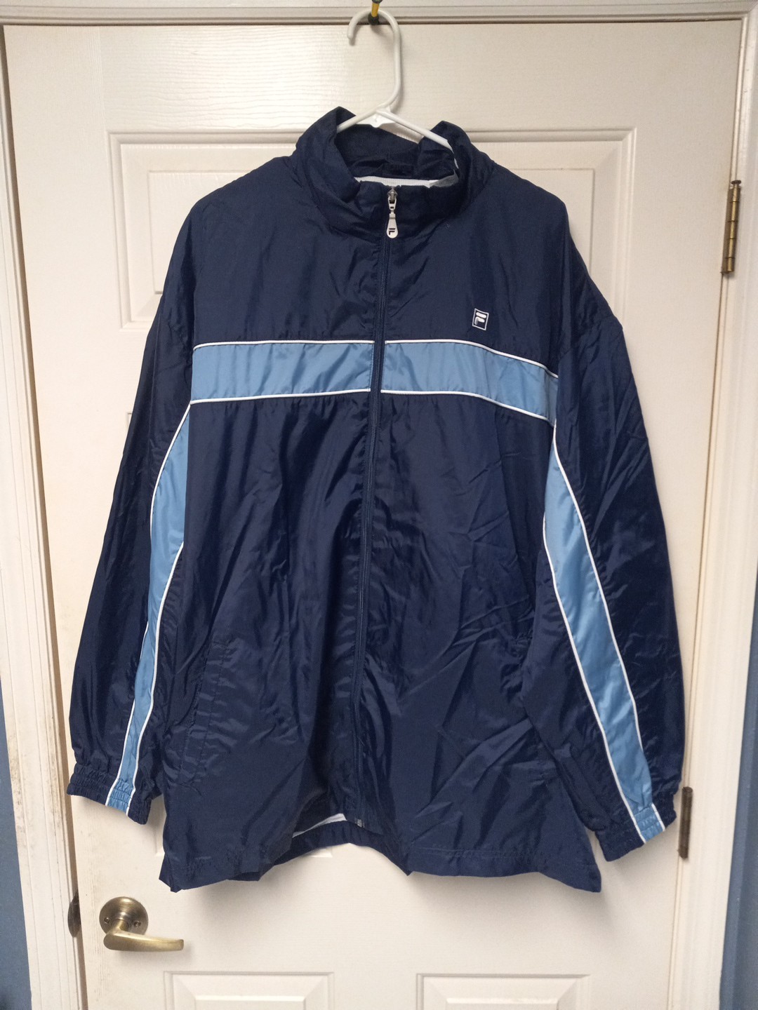 Giacca a vento vintage 2xl FILA BLU SU BLU ZIP INTERA