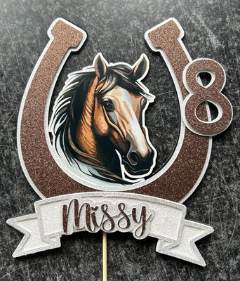 TOOTSIES CAKES & TOPPERS Personalised Horse Cake Topper, Custom Horse Cake Topper, any name and age horse