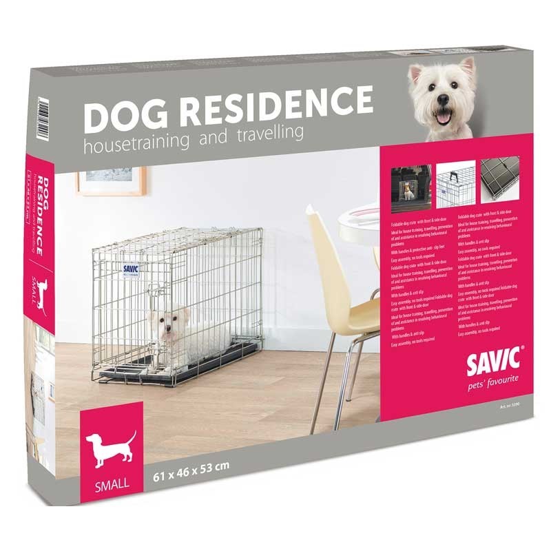 Cage Savic New Dog Résidence 61 cm en métal martelé premium pour petit chien