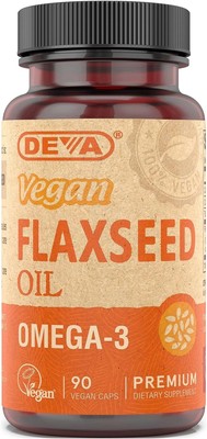 Deva Vegan Premium Flaxseed Oil with Omega 3 Supplement Vegan Capsules 90 Count