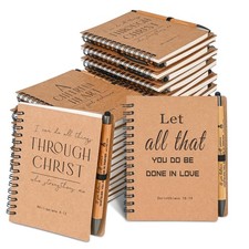 10 Sets of Christian Spiral Notebooks Bulk Prayer Journals with Pens Small Li...