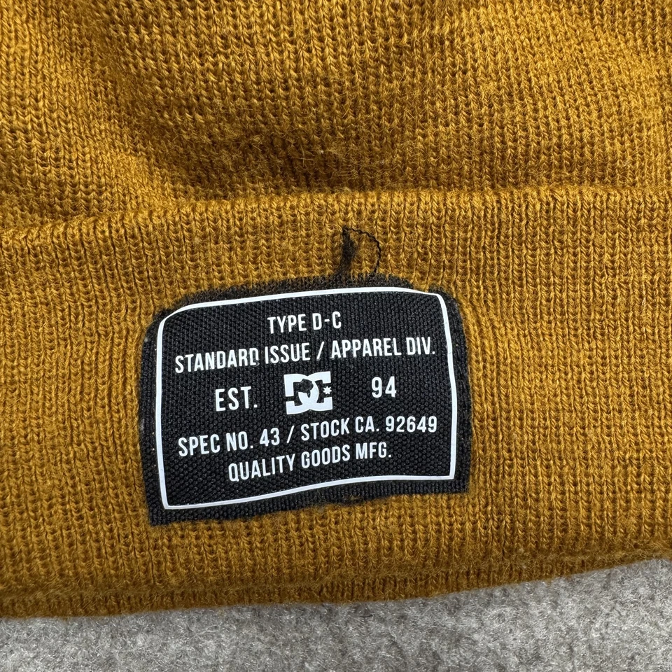 DC Shoes. Men's Beanie Bonne Skull Cap Yellow Skateboarding Lightweight Skater - Image 3 of 4