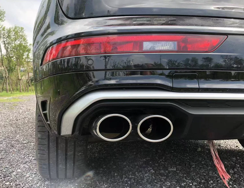 For Audi Q5 SQ5 2018-2022 Black+Silver Rear Bumper Diffuser Lip&Tail throat - Image 2 of 4