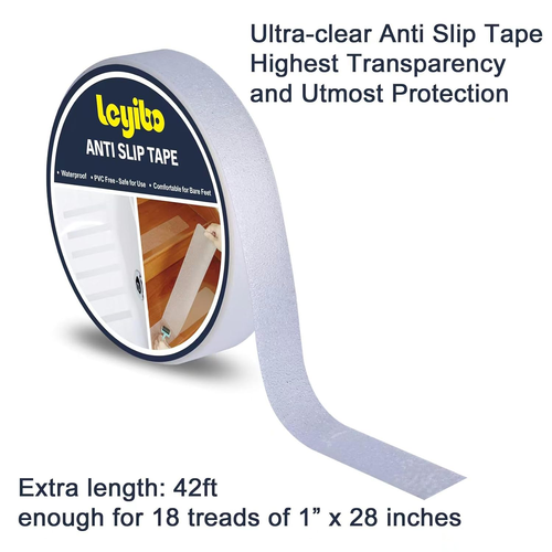 Anti Slip Tape Clear Waterproof Outdoor/Indoor, 1" x 42Ft Non Slip Traction Grip - Picture 2 of 7