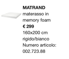 Materasso matrimoniale Ikea 160x200 memory foam
