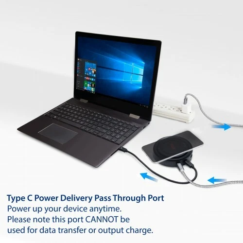 SYBA 6-in-1 USB 3.1 Gen 1 Type-C Hub Docking Station with 10W QI Wireless Charge - Image 3 of 4