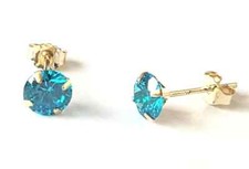 9ct Gold LONDON BLUE TOPAZ Stud 5mm Round Earrings Mum's X'mas B'day GIFT BOX BN