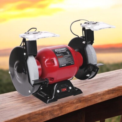 Tool Shop 2.1 Amp Corded 6'' Bench Grinder Workshop DIY Heavy Duty 1/2 In Arbor