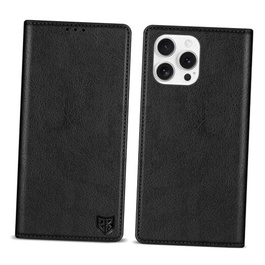 ZZXX for Wallet Case with [RFID Blocking] Card Slot iPhone 16 Pro Max Black