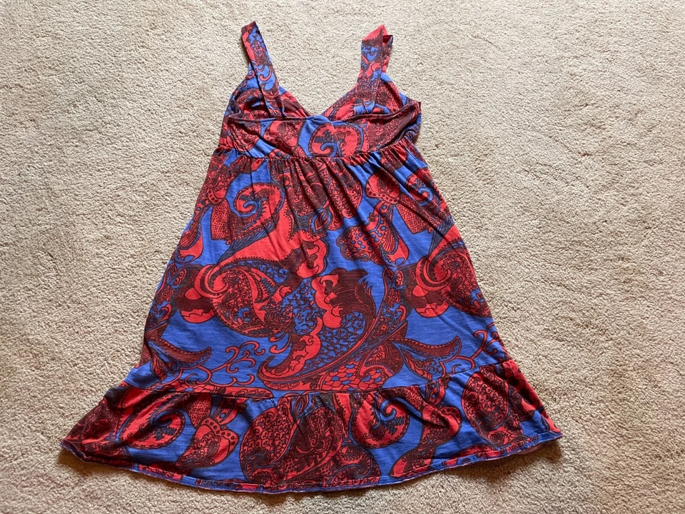 Vestido Camiseta sin mangas vintage Y2K Mossimo rojo azul cachemira Babydoll Fairycore M Foto 4 de 4