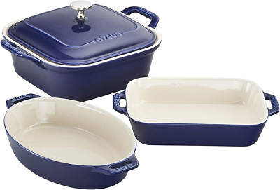 Ceramics Baking Dish Set, 4 Pc, Dark Blue