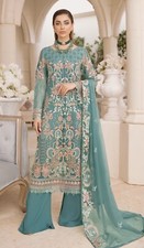 beautiful discounted light teal green with beige embroidered shalwar khameez