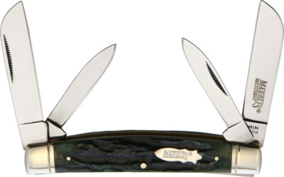 Marbles Congress Green Stag Bone Folding Mirror Stainless Pocket Knife 186