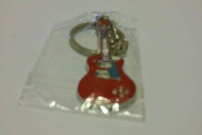 Red Guitar Keychain Great for any Rock n Roll Music Fan Metal Electric Guitar 