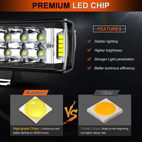 2X 90W LED Work Lights 6 Inch Driving Strip Flood Beam light Bar SUV Offroad 12V - Picture 8 of 9