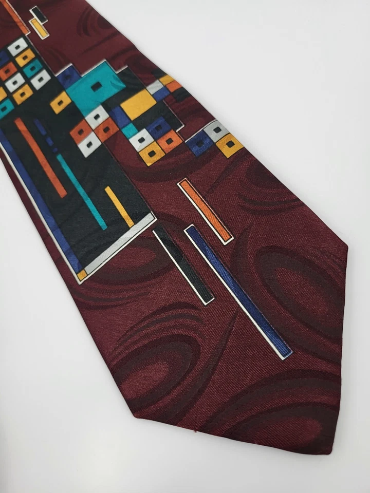 Corbata Surrey Poliéster Granate Multicolor Geométrica Hombre EE. UU. 55,5 x 3,75 Foto 3 de 4