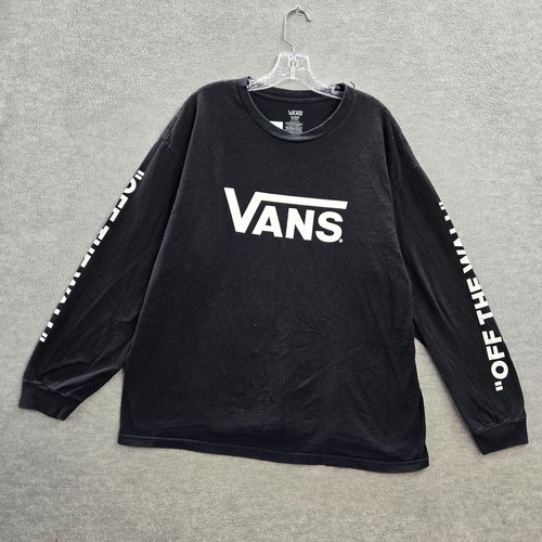 VANS Men Shirt XL Black Logo Spellout Long Sleeve Tee eBay