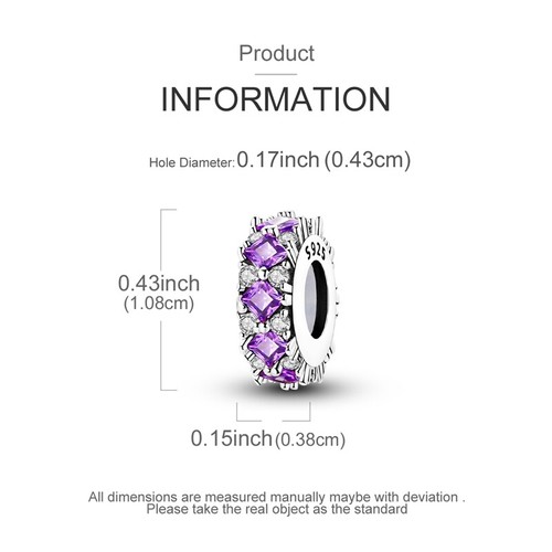 MULA 925 Sterlingsilber Gummi Zum Selbermachen Charm AAA Quadrat Zirkon für Frauen Armband - Bild 3 von 7