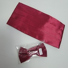 Men Burgundy Bow Tie Cummerbund Set Tuxedo Accessories Wedding Groom Prom Formal