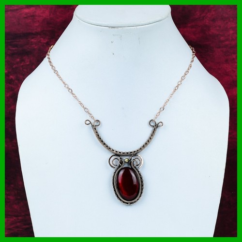 Red Fire Labradorite Gemstone Chain Wire Wrapped Sisters Gift Necklace Copper - Picture 5 of 6