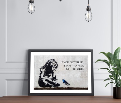 LITTLE GIRL BLUE BIRD QUOTE FRAMED STREET ART POSTER PICTURE PRINT 4 SIZE BANKSY - Picture 10 of 14