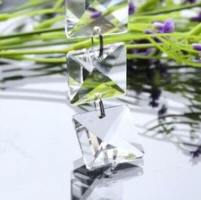 80Pcs 22mm Crystal Clear Square Bead Chandelier Wedding Parts Beads DIY 2 Holes