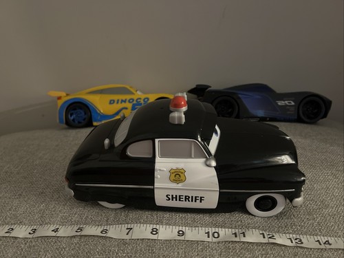 Set Of Three Disney Cars Movie Large 10" Plastic Mattel Cars (Sheriff, Cruz, JS) - Picture 6 of 8