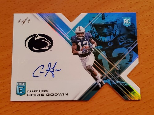 2017 Elite Draft Auto Teal Die Cut Chris Godwin Penn State Bucs Rookie #'d 1/1