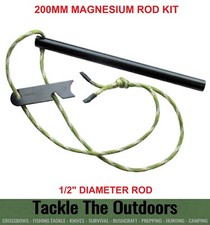 Magnesium Flint Steel Striker Fire Starter Kit 8" Camping Survival Fire Lighter