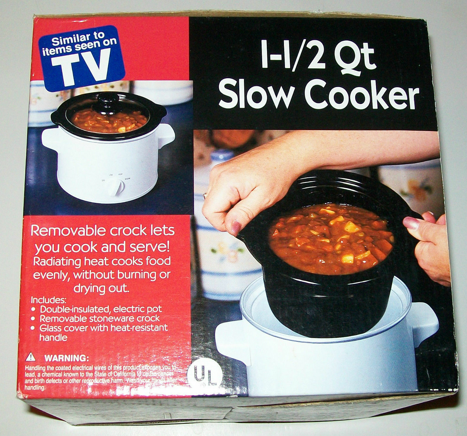 * UL 1.5 QT SLOW COOKER. NEW IN BOX