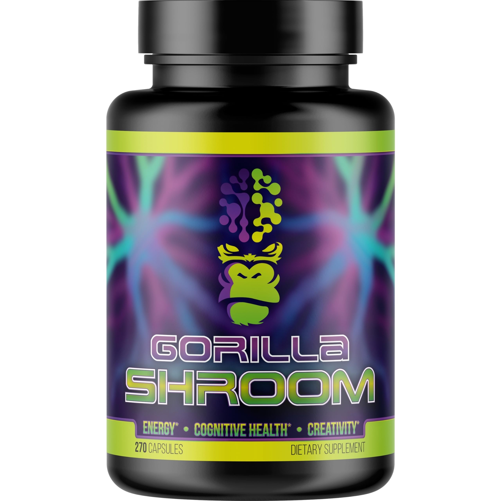Gorilla Shroom Nootropic Mushroom Supplement (6700mg) - 270 Capsules/Lion’s M...