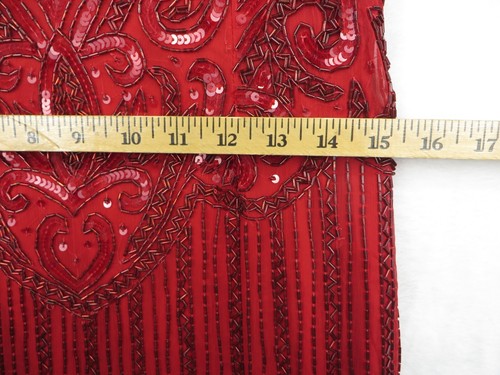 Vintage Laurence Kazar Red Beaded Floor Length Halter Sheath Gown Dress Sequin S - Picture 18 of 20