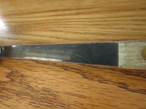 Vintage Robinson Knife Co Massiv Edelstahl Servierlöffel Holzgriff Messing Nieten - Bild 4 von 10