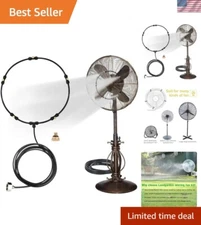 Ultimate Outdoor Cooling Solution: Misting Fan Kit with 5 Brass Nozzles