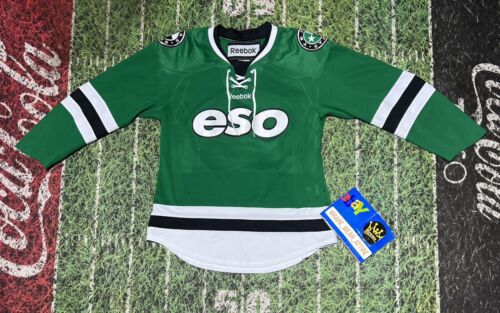 REEBOK Texas Stars ESO Jersey AHL Hockey Sewn Laced Neck Adult sz s Green7983