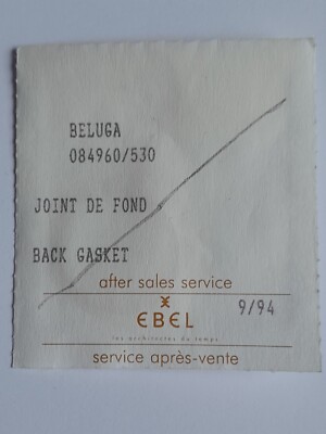 EBEL- BELUGA - REF 84960- JOINT DE FOND-CASE BACK GASKET-NOS