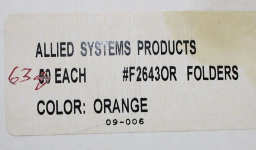 Menge = 63: Allied Systems Produkte Ordner, 2643OR Farbe Orange - Bild 2 von 4
