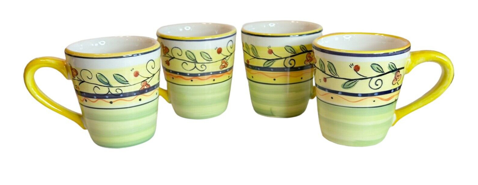 Set Of 4 Philippe Richard Italia Pattern Coffee Tea Cups Retired EUC Colorful