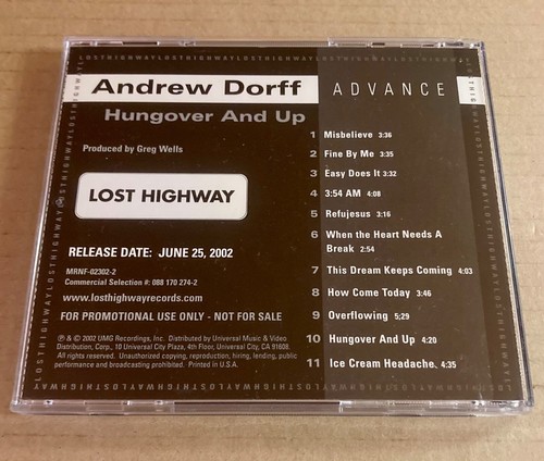 (NrMt) Rare Promo Advance CD - Hungover And Up by Andrew Dorff (2002) - 11 Songs - 第 1/5 張圖片