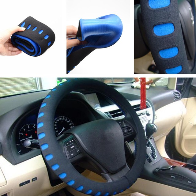 Auto Black&Blue Sport Steering Wheel Grip Cover Soft EVA Diameter 38cm